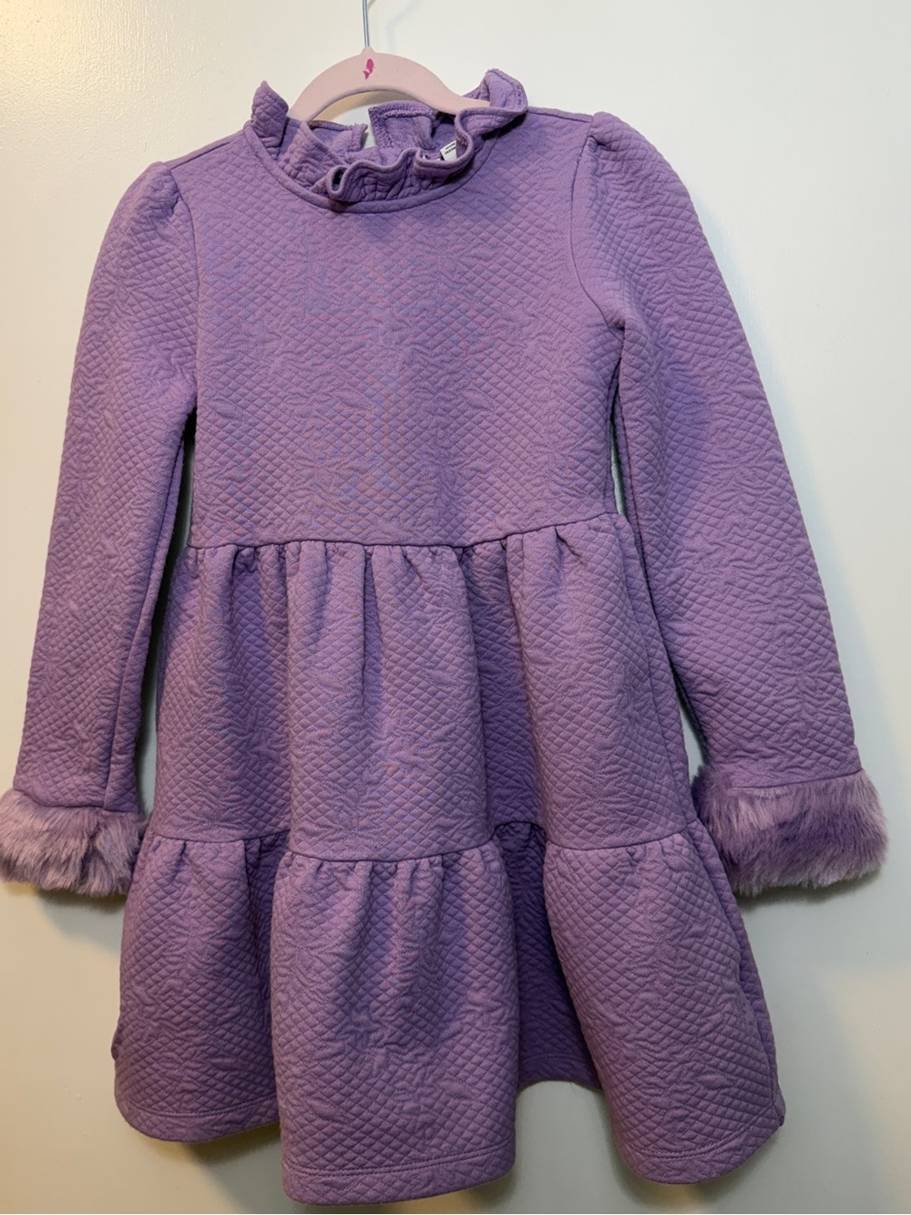Janie and Jack Lavender Quilted Ruffle-Neck Tiered Dress